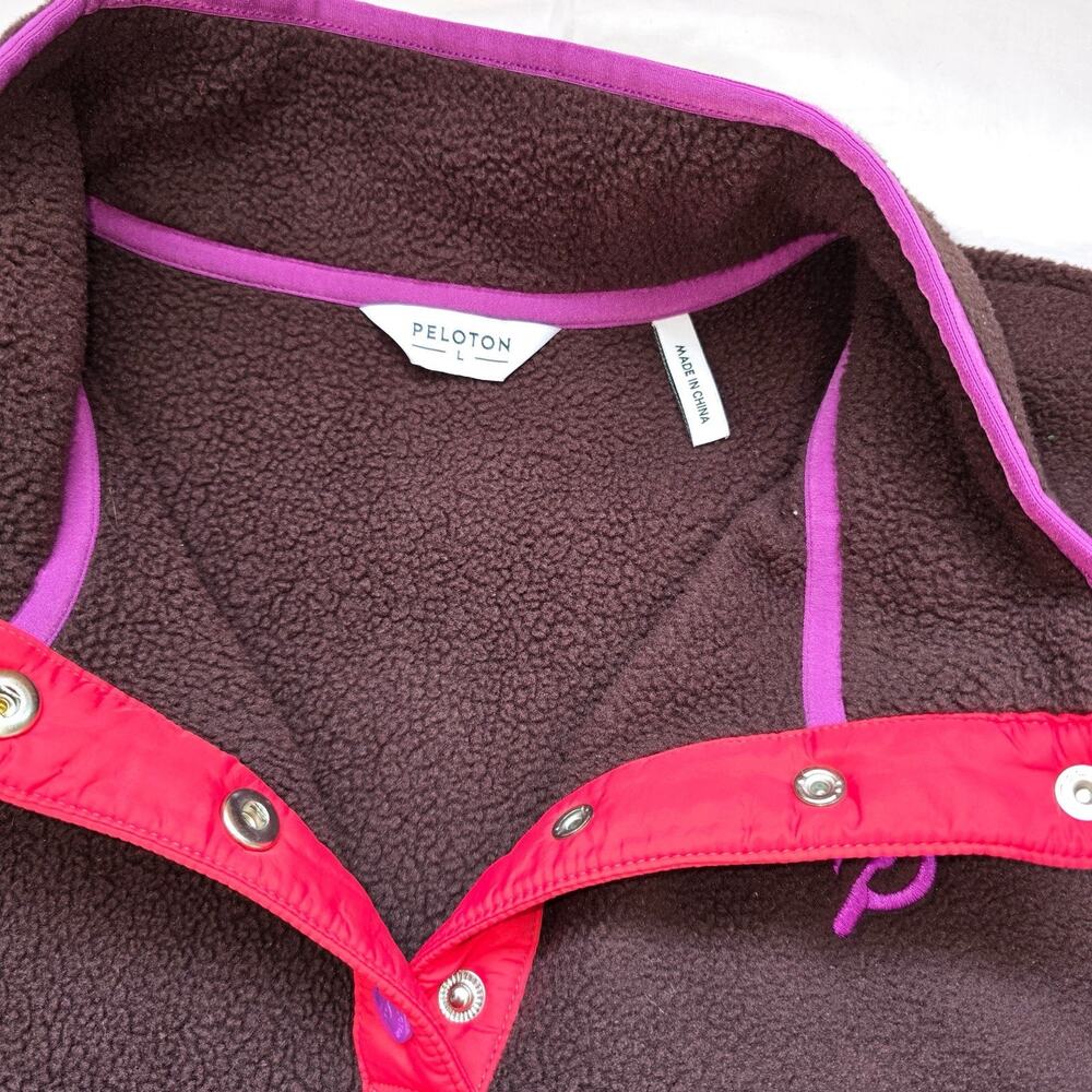 Peloton 'New Heights' Dark Brown Sherpa Quilted Pullover Jacket Womens L - Picture 3 of 5